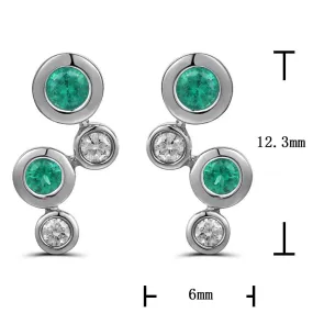 0.29carat Green Emerald and Diamond Climber Earrings