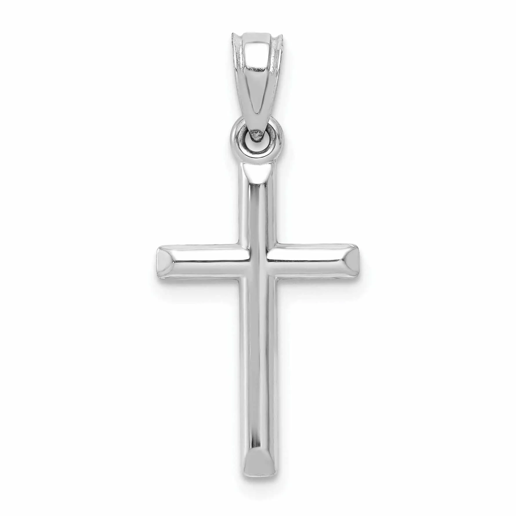 10k White Gold Polished Cross Pendant