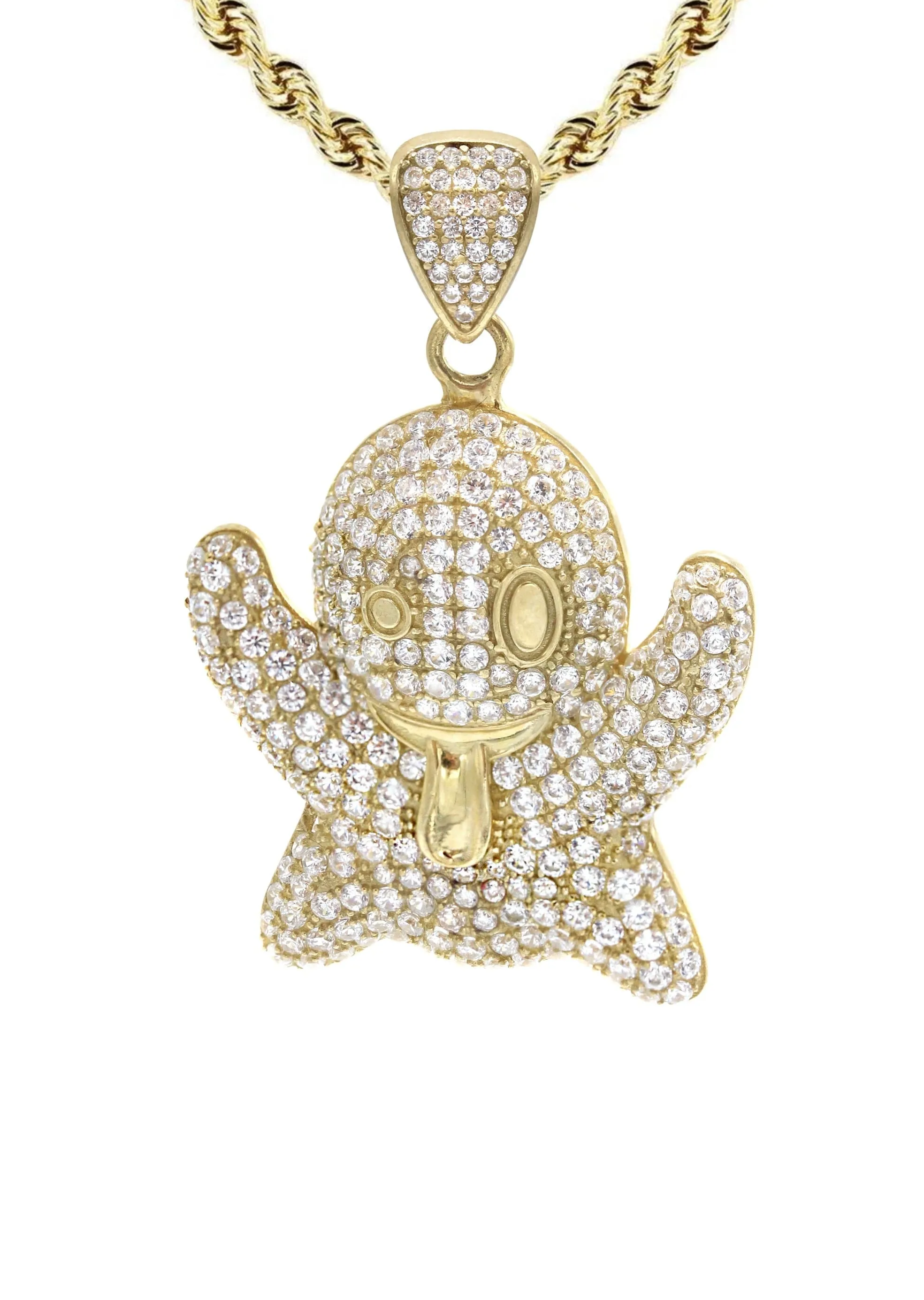 10K Yellow Gold Ghost Emoticon Necklace | Appx. 18.4 Grams