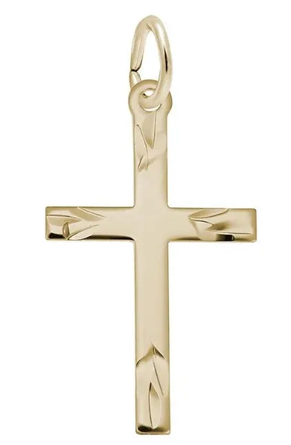 10K Yellow Gold Medium Engraved Cross