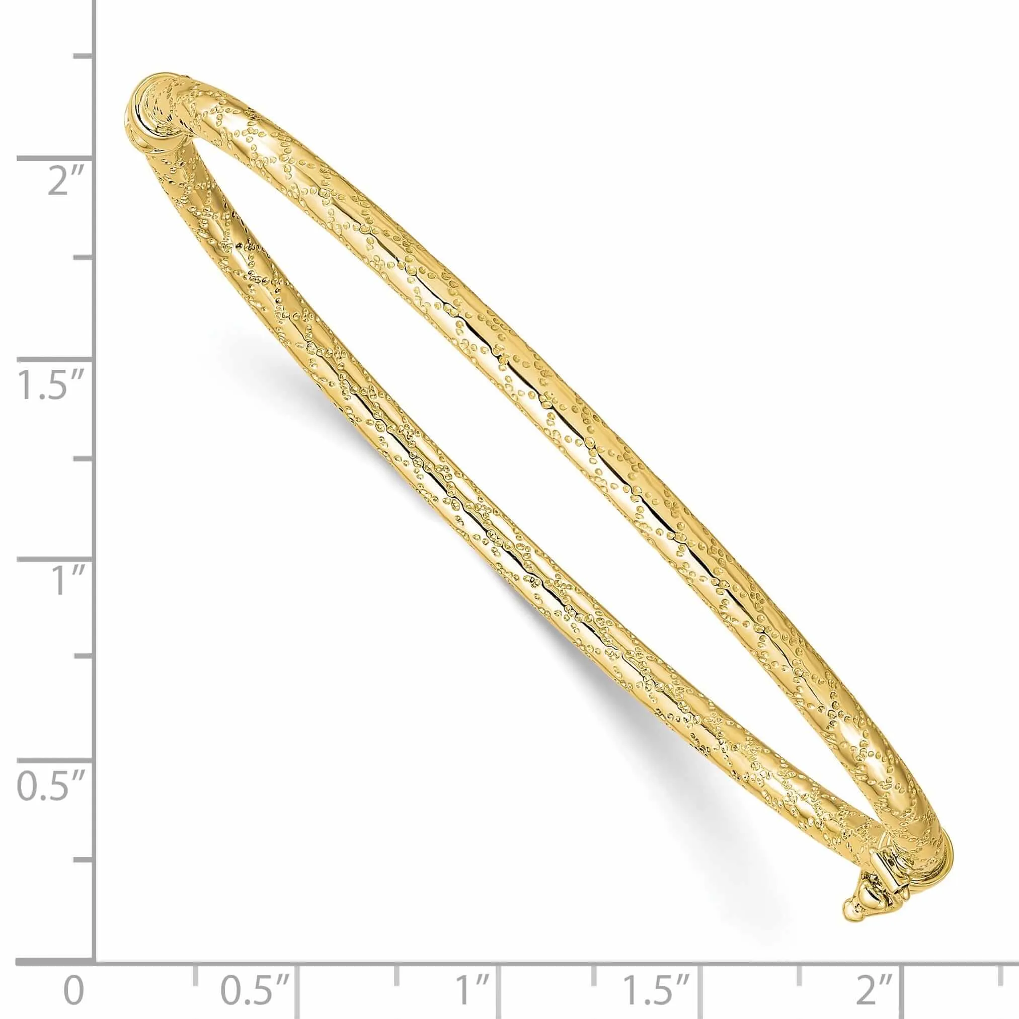 10k Yellow Gold Polished Textured Hinged Bangle