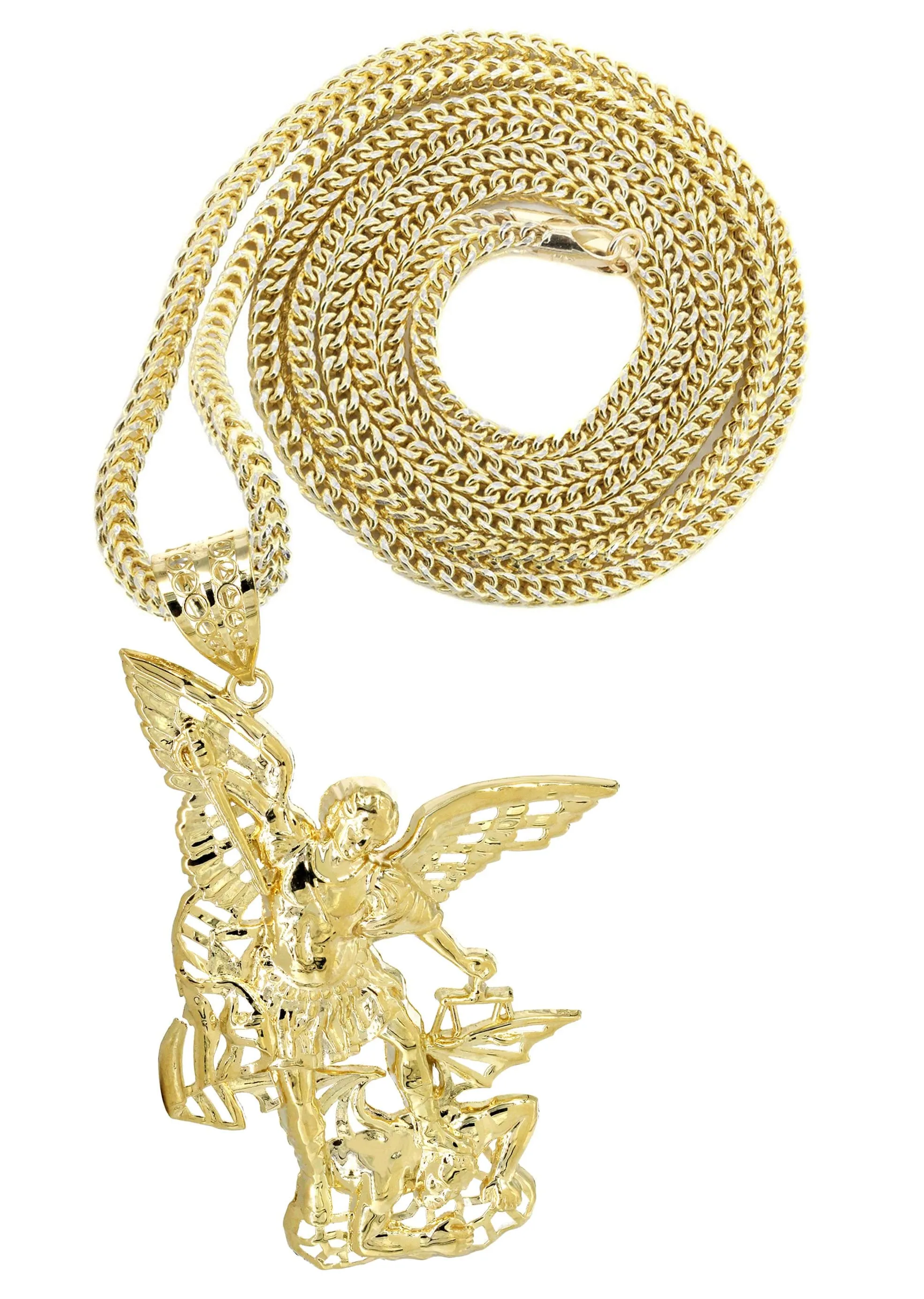 10K Yellow Gold Saint Michael Necklace | Appx. 21.3 Grams