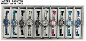 10pcs Set Women's Fashion Steel Band B1 Quartz Multi-Color Watch Bracelet