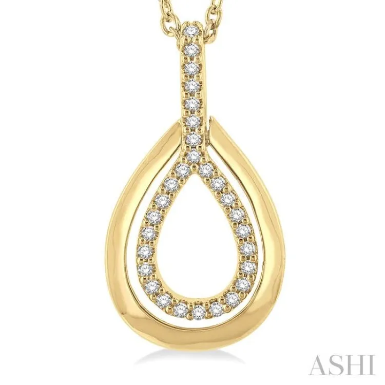 1/10 ctw Petite Pear Shape Round Cut Diamond Fashion Pendant With Chain in 10K Yellow Gold