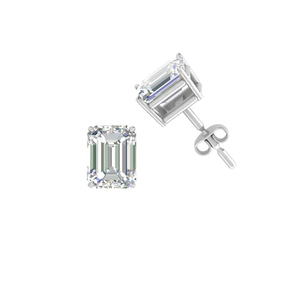 1/2 To 5 Ctw Emerald Cut Basket Lab Diamond Stud Earring 14K Gold