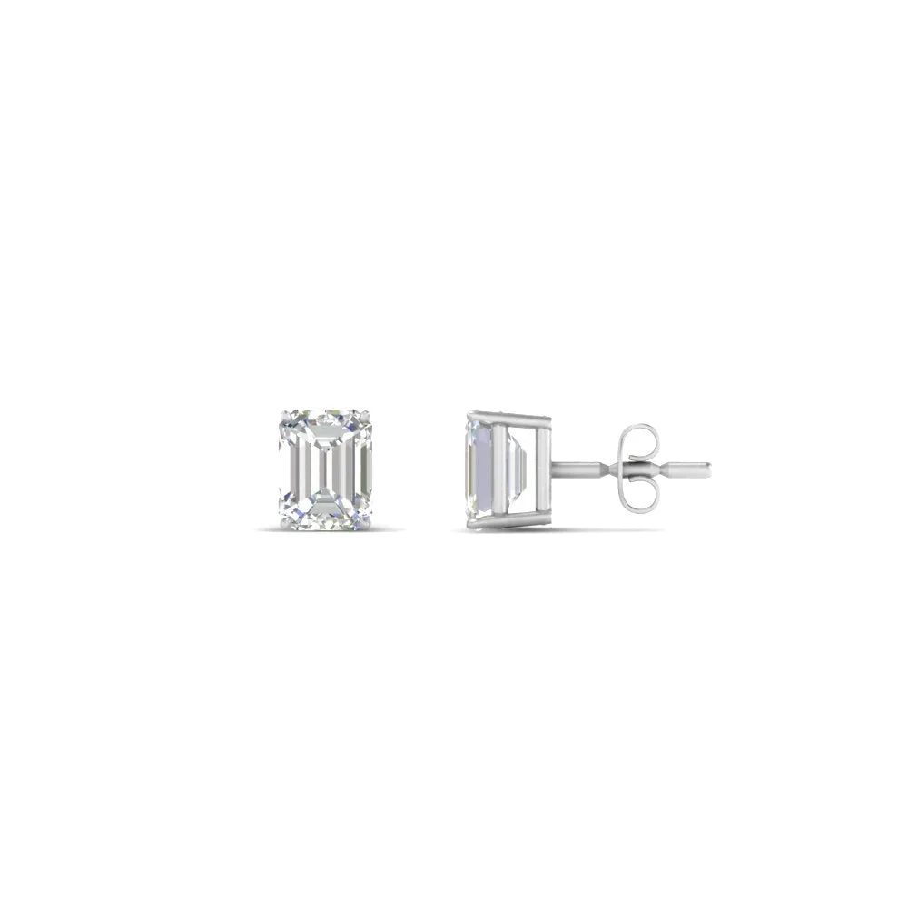 1/2 To 5 Ctw Emerald Cut Basket Lab Diamond Stud Earring 14K Gold