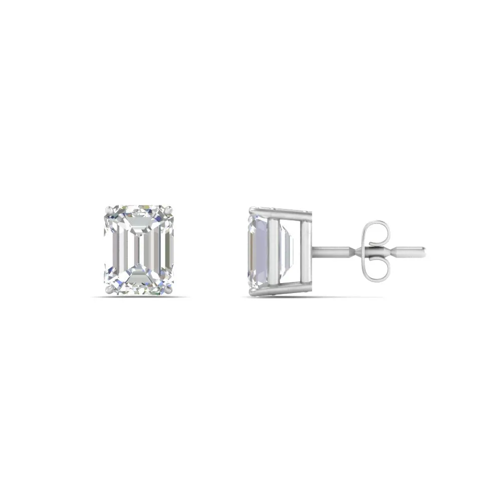 1/2 To 5 Ctw Emerald Cut Basket Lab Diamond Stud Earring 14K Gold