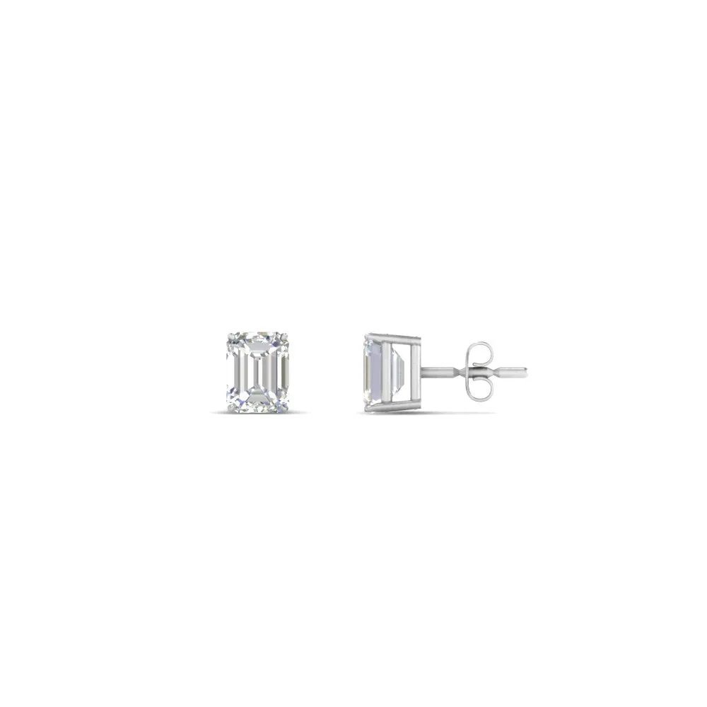 1/2 To 5 Ctw Emerald Cut Basket Lab Diamond Stud Earring 14K Gold