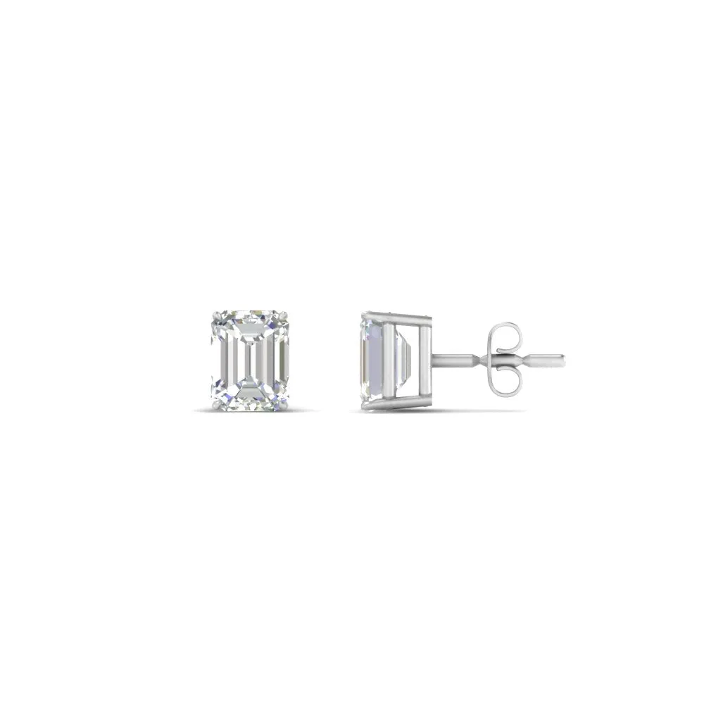 1/2 To 5 Ctw Emerald Cut Basket Lab Diamond Stud Earring 14K Gold