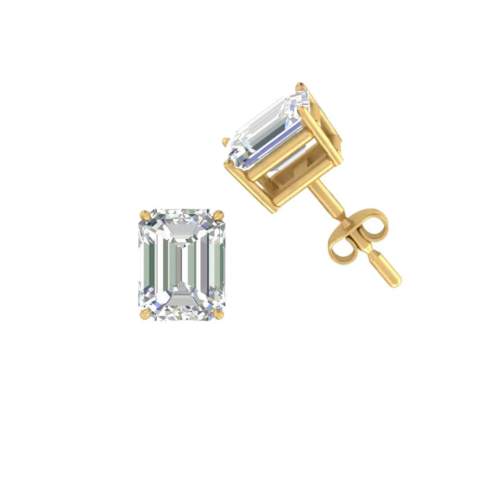 1/2 To 5 Ctw Emerald Cut Basket Lab Diamond Stud Earring 14K Gold