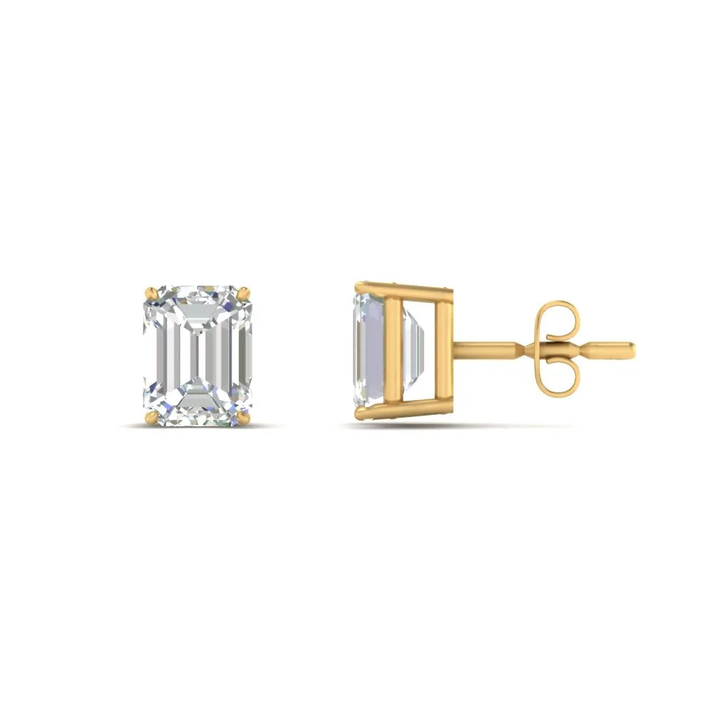 1/2 To 5 Ctw Emerald Cut Basket Lab Diamond Stud Earring 14K Gold