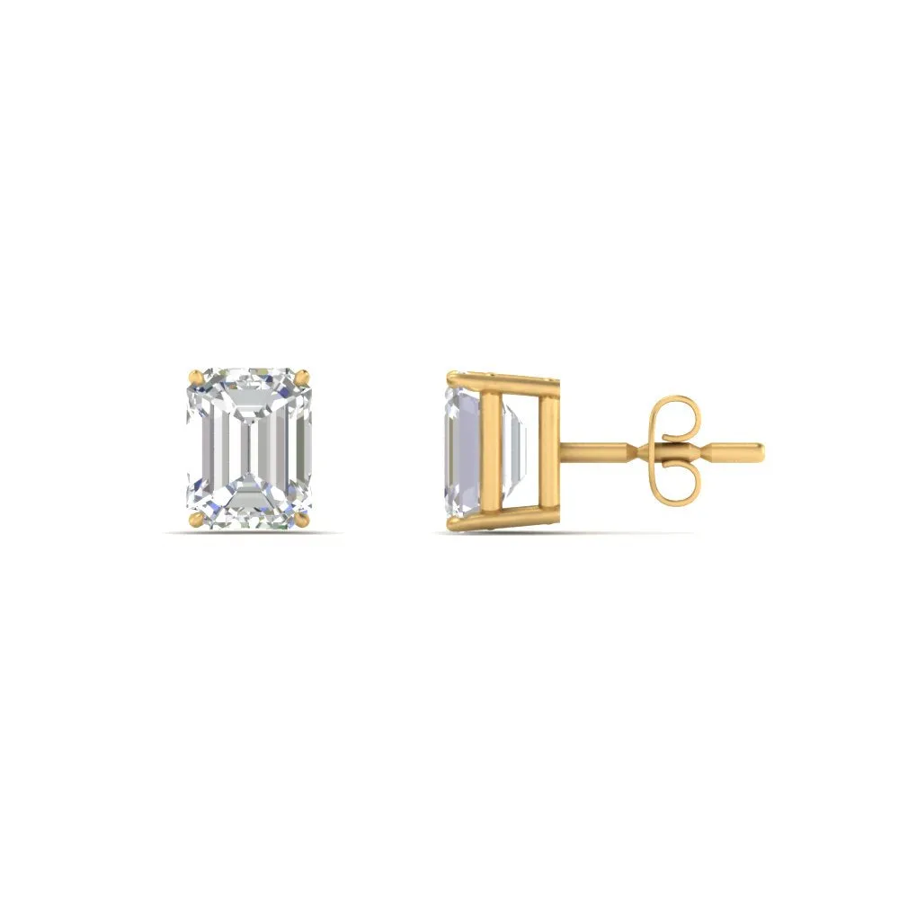 1/2 To 5 Ctw Emerald Cut Basket Lab Diamond Stud Earring 14K Gold