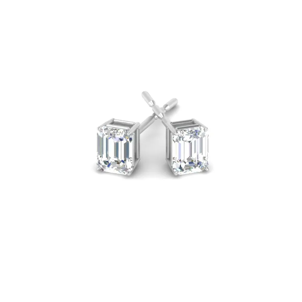 1/2 To 5 Ctw Emerald Cut Basket Lab Diamond Stud Earring 14K Gold