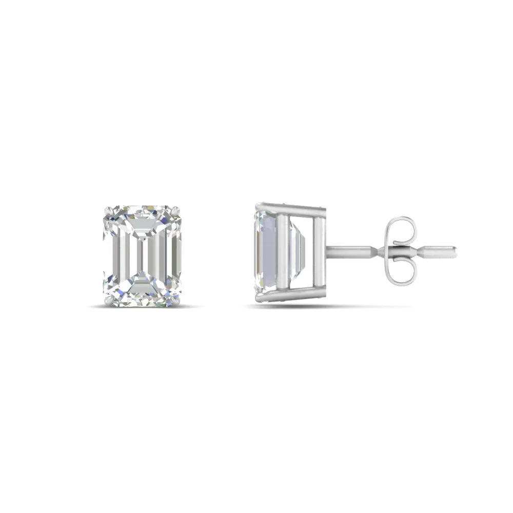 1/2 To 5 Ctw Emerald Cut Basket Lab Diamond Stud Earring 14K Gold