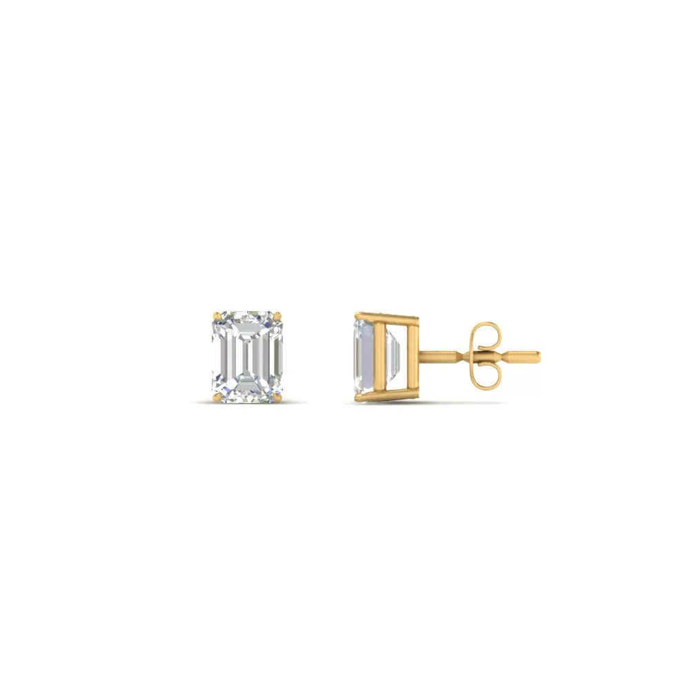 1/2 To 5 Ctw Emerald Cut Basket Lab Diamond Stud Earring 14K Gold