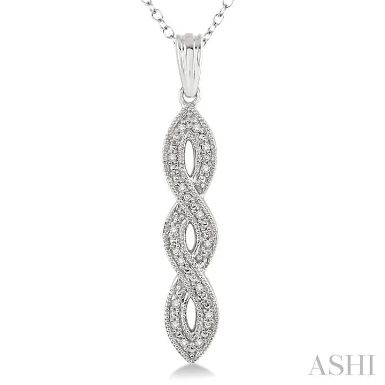 1/20 Ctw Round Cut Diamond Infinity Pendant in Sterling Silver with Chain