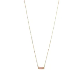 14 Karat Gold Plated Mini Synthetic Pink Opal Bar Necklace