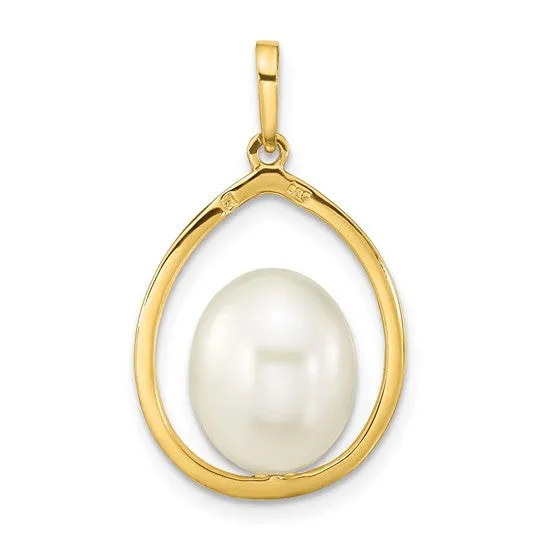 14K 9-10mm White Freshwater Pearl Pendant