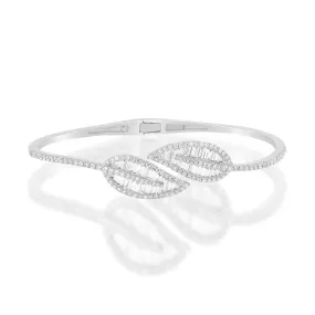 14k Gold & Diamond Leaf Bangle Bracelet- 1.67 ct.