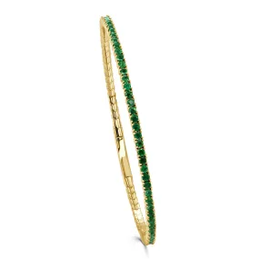 14K Gold & Green Emerald Flexible Bangle - 2.35ct