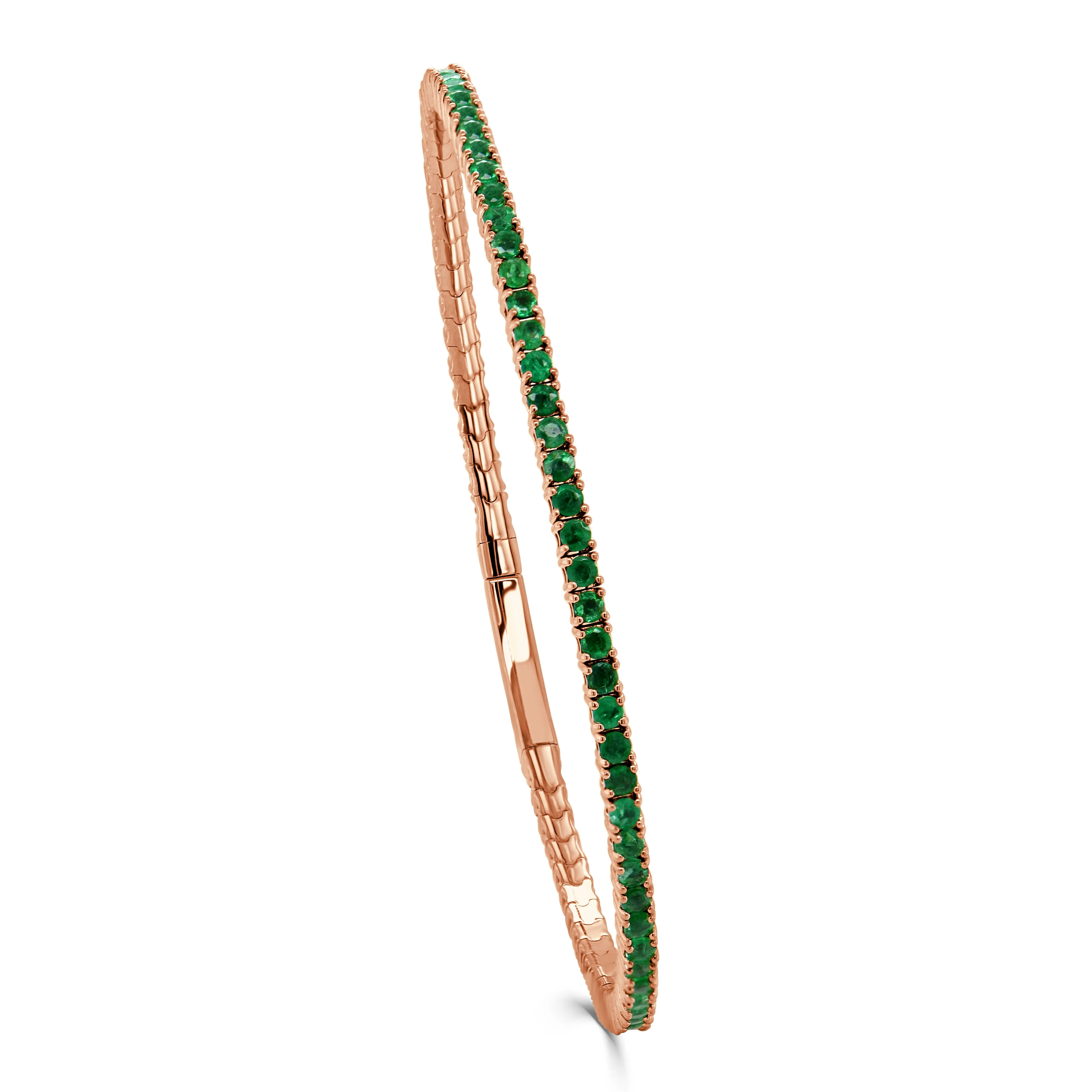 14K Gold & Green Emerald Flexible Bangle - 2.35ct