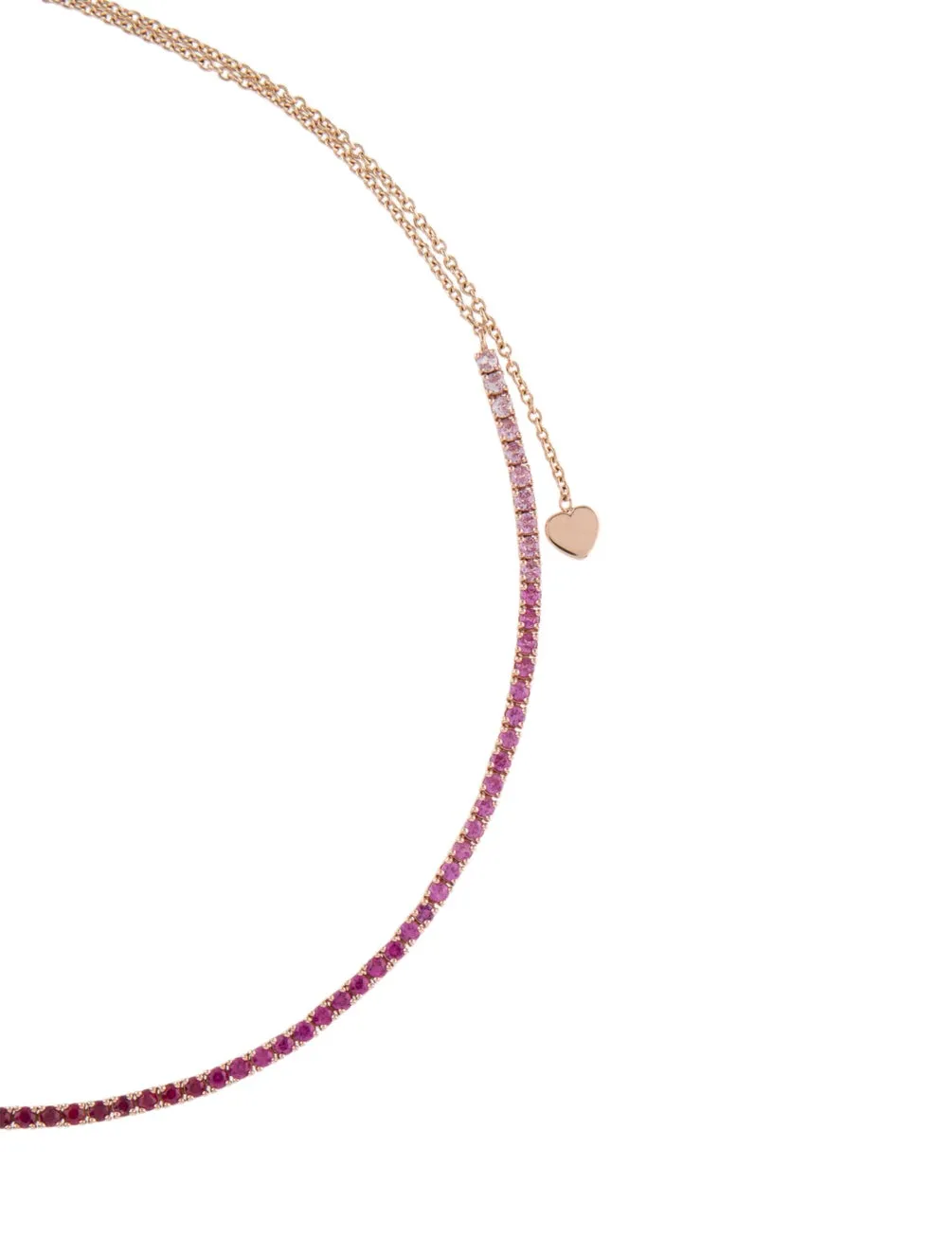 14k Gold & Red Ruby Ombre Adjustable Choker Tennis Necklace - 2.01ct