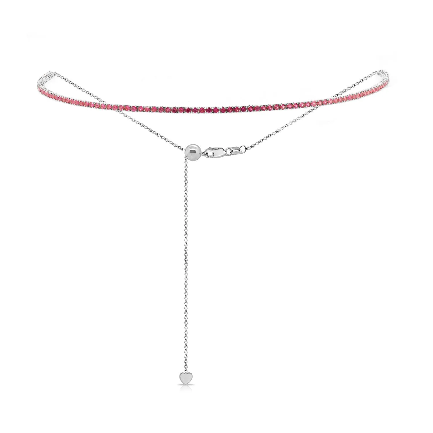 14k Gold & Red Ruby Ombre Adjustable Choker Tennis Necklace - 2.01ct