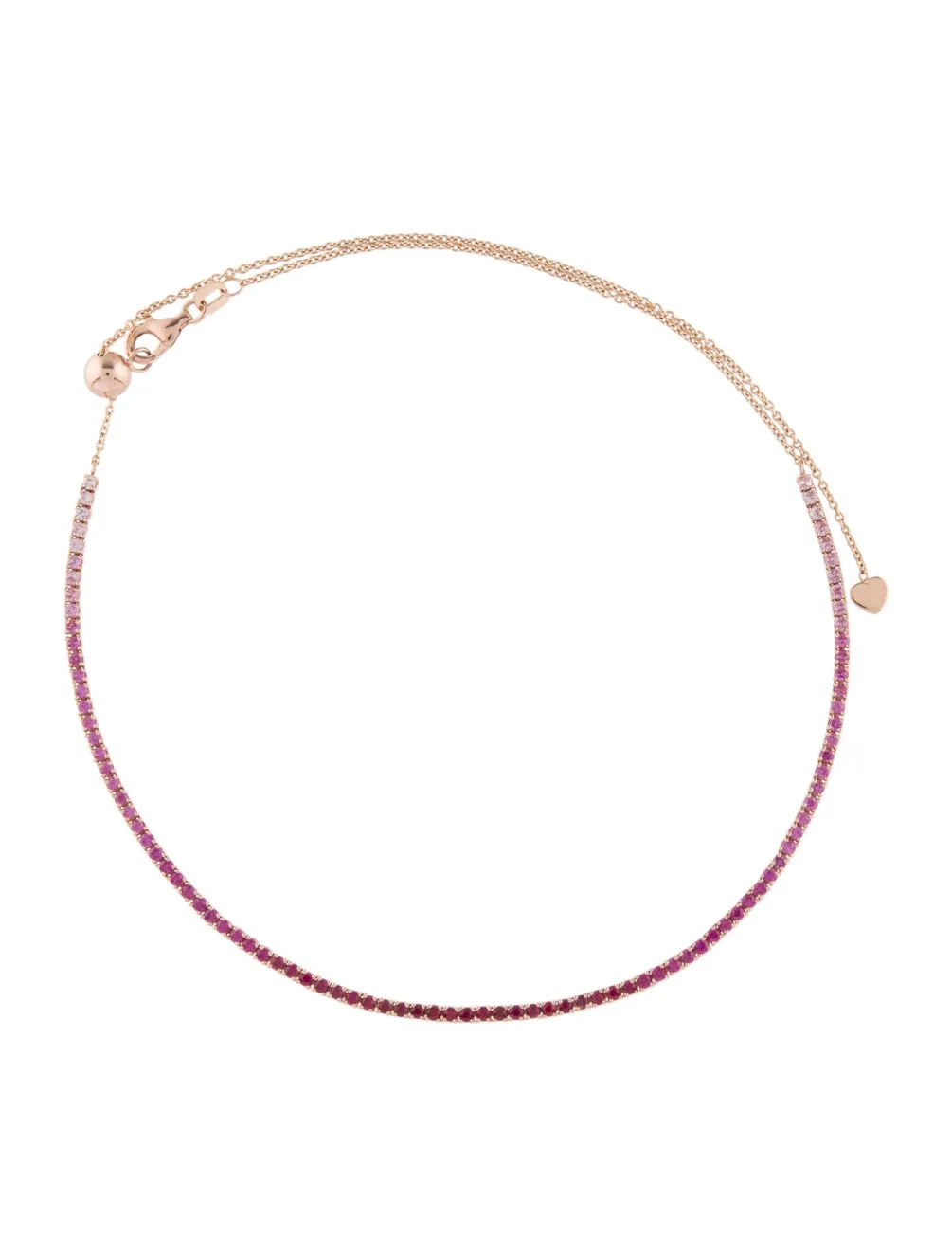 14k Gold & Red Ruby Ombre Adjustable Choker Tennis Necklace - 2.01ct