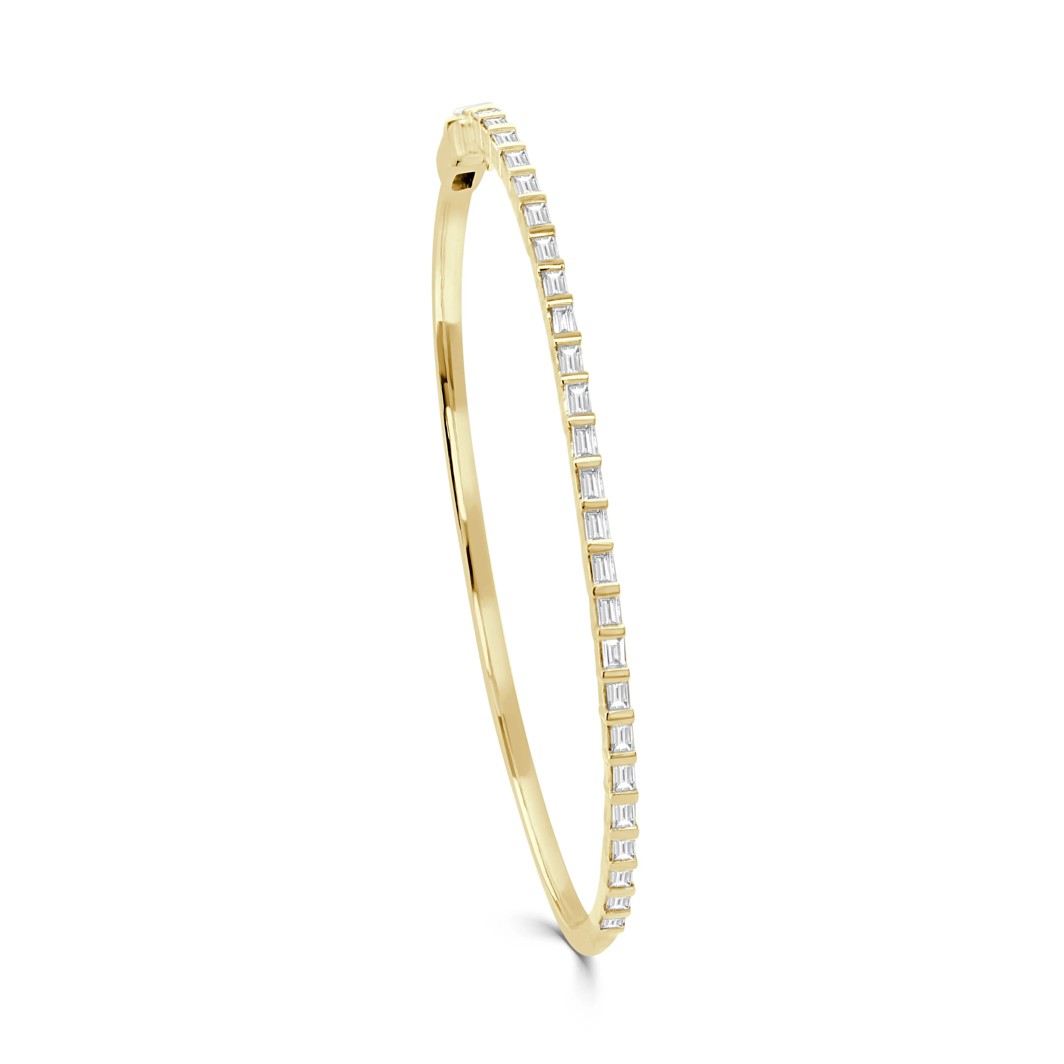 14K Gold Baguette & Round Diamond Bangle - 1.45ct