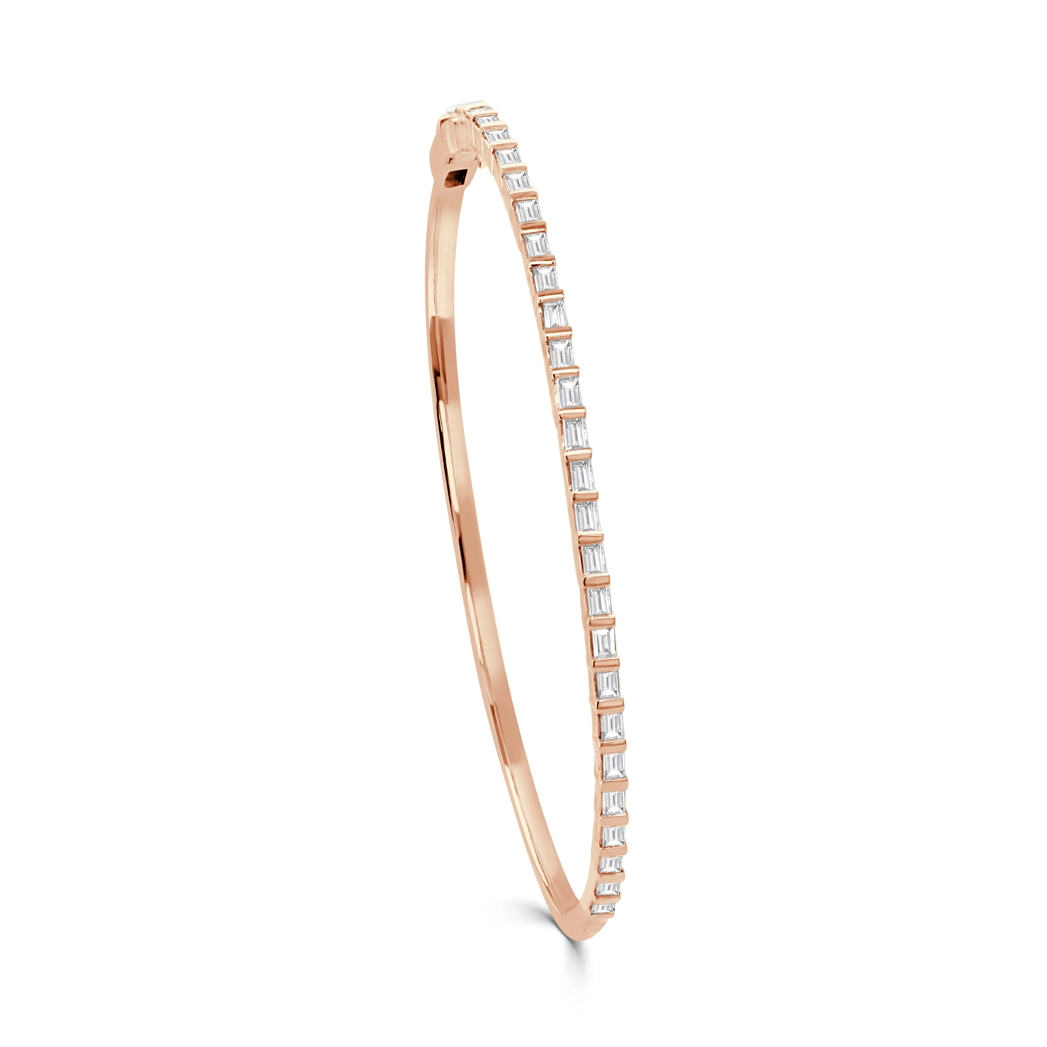 14K Gold Baguette & Round Diamond Bangle - 1.45ct