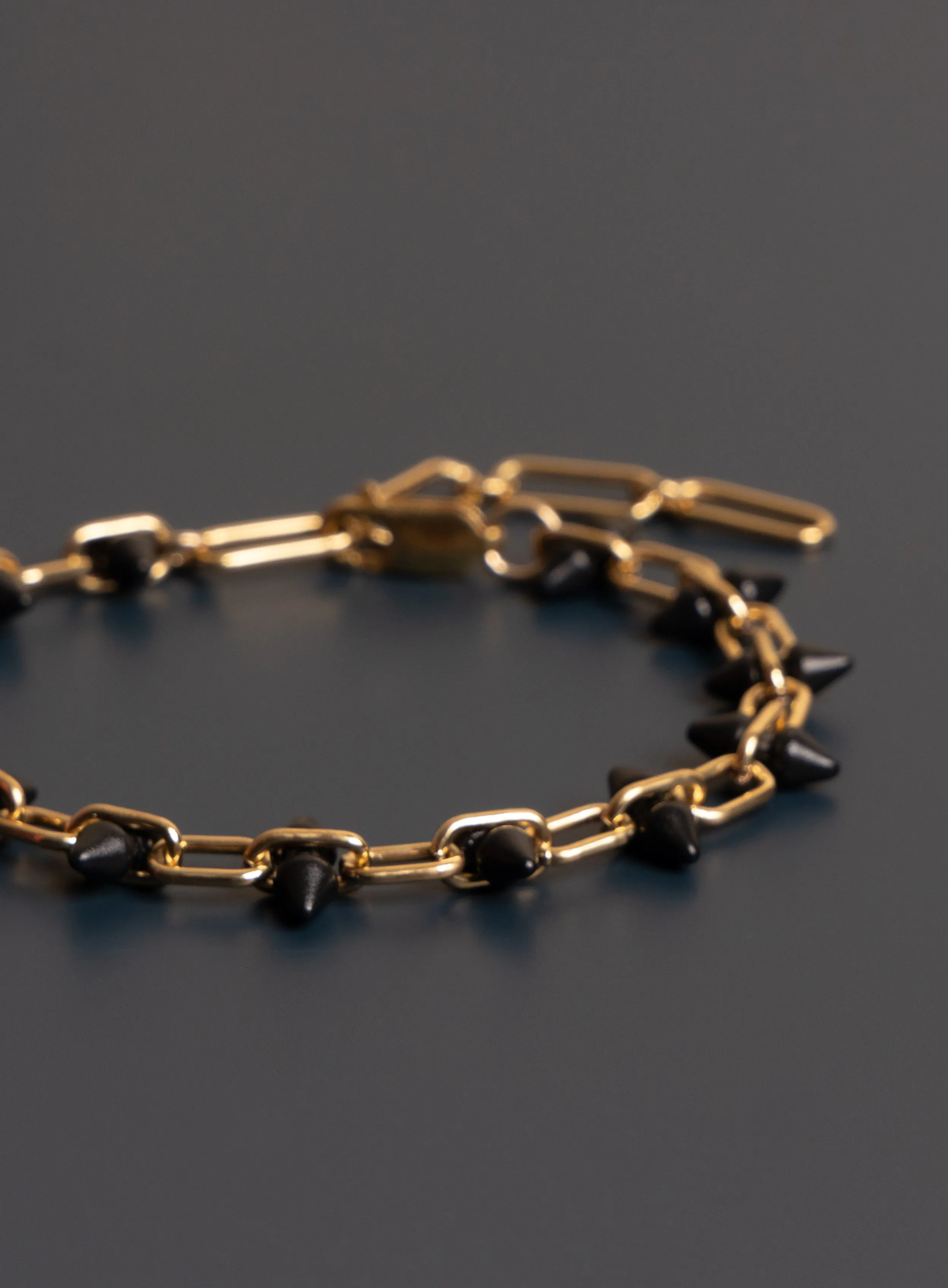 14k Gold Filled and Titanium Adjustable Spike Men's Bracelet