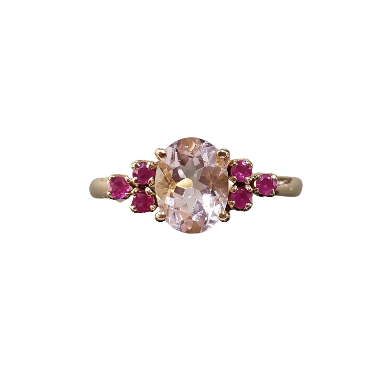 14k Gold Morganite & Ruby Ring