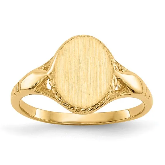 14k Oval Open Back Baby Signet Ring Size: 3.50