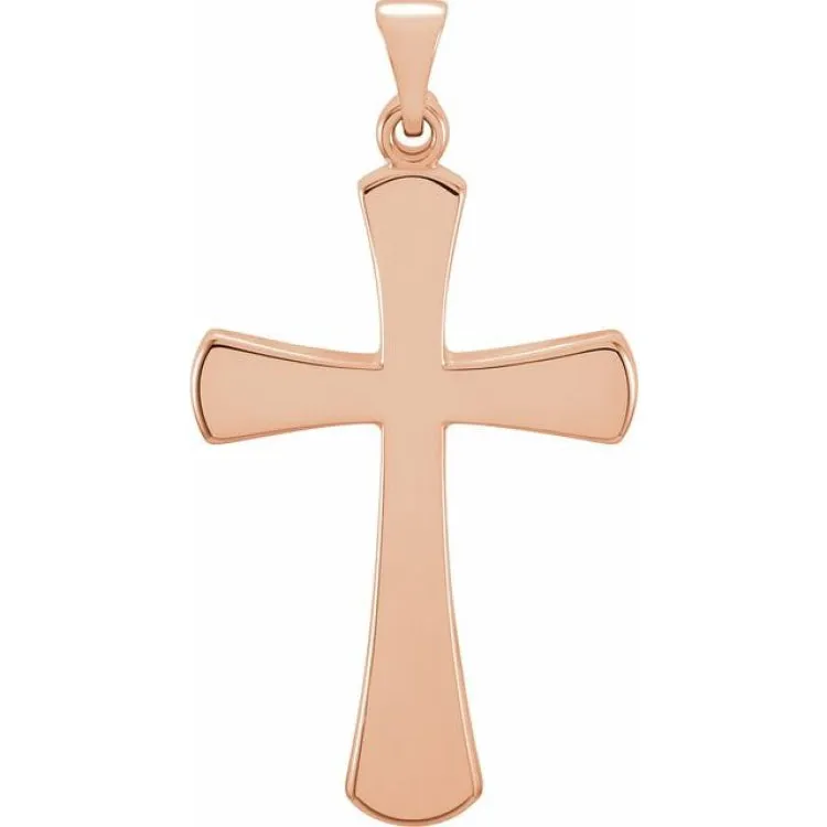 14K Rose 16.1x8 Cross Pendant