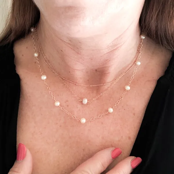 14K Rose Gold Filled Satellite Chain Choker/ Layering Necklace