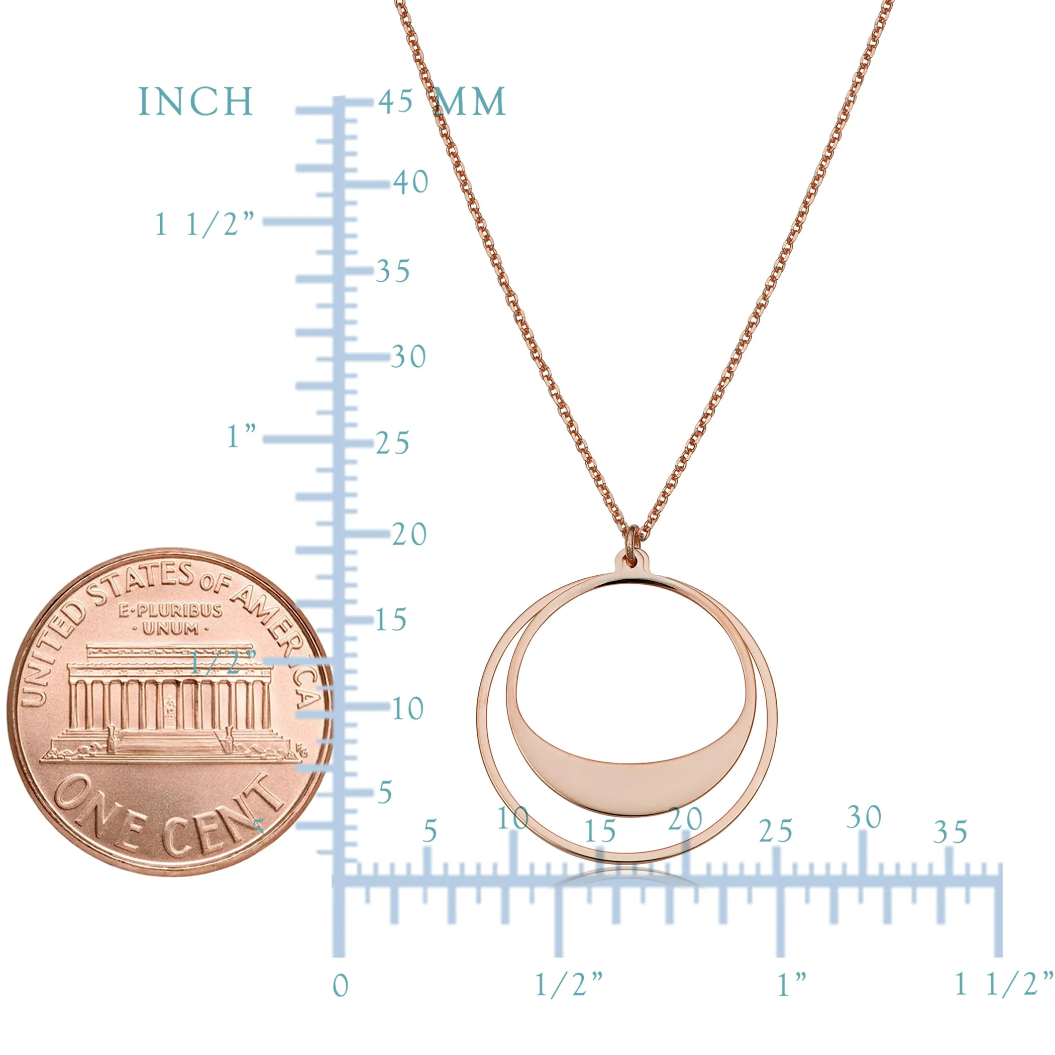 14k Rose Gold Graduated Circles Pendant Adjustable Necklace, 18"