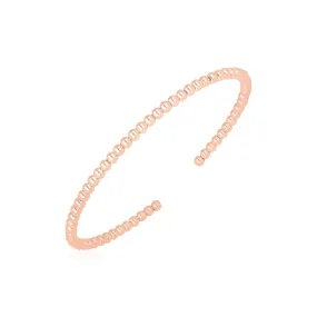 14k Rose Gold High Polish Bead Cuff Bangle (3mm)