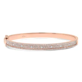 14K Rose Gold Pave Diamond Bangle