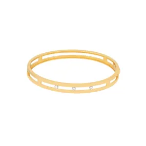 14K Two-Tone Gold Diamond Bezel Open Bangle