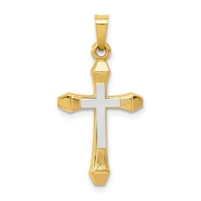 14k Two-tone Gold Hollow Cross Pendant