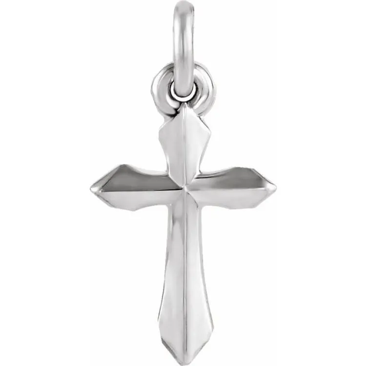 14K White 16x11 mm Cross Pendant