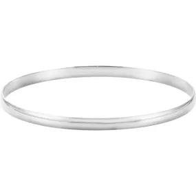 14K White 6 mm Half Round Bangle 7 3/4" Bracelet