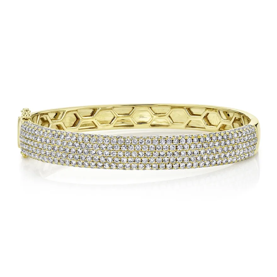 14K White Gold Diamond Pave Thick Bangle