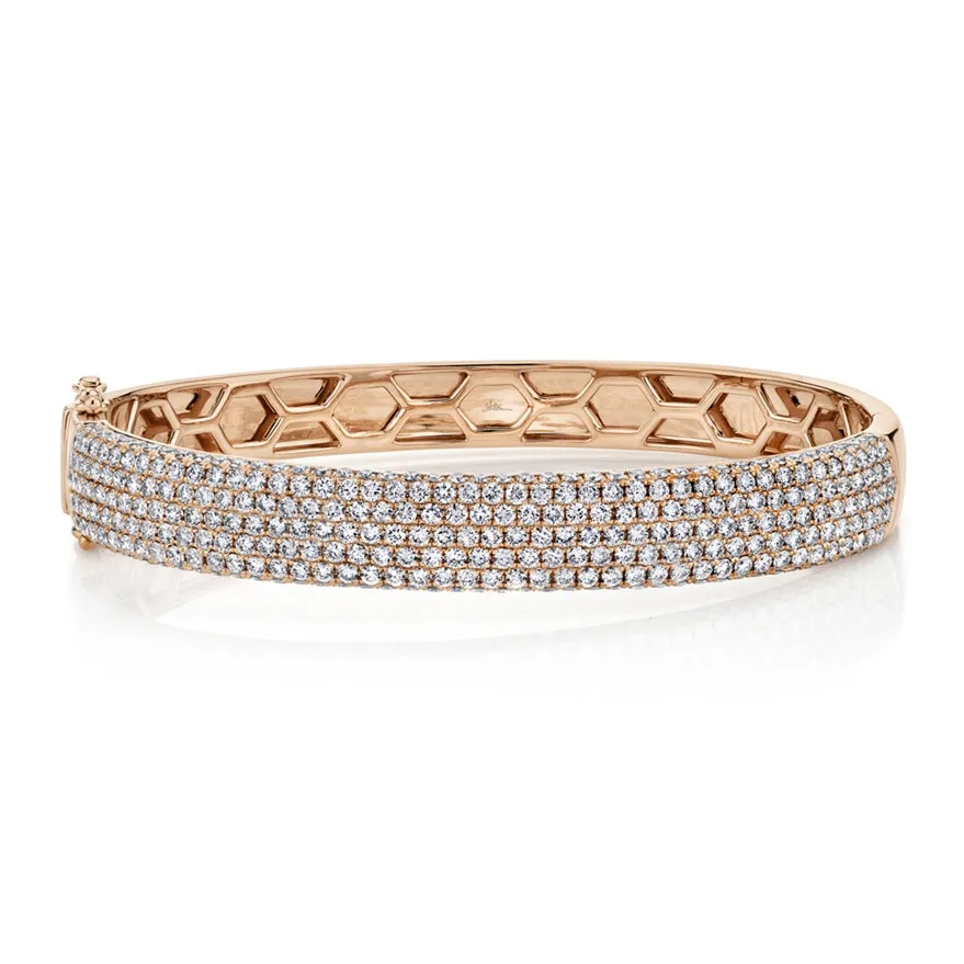 14K White Gold Diamond Pave Thick Bangle