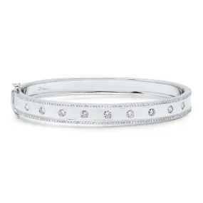 14K White Gold High Polished Diamond "Lights" Bangle