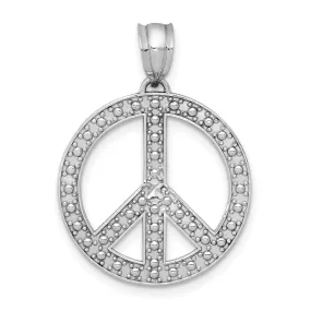 14k White Gold Polished Peace Symbol Pendant