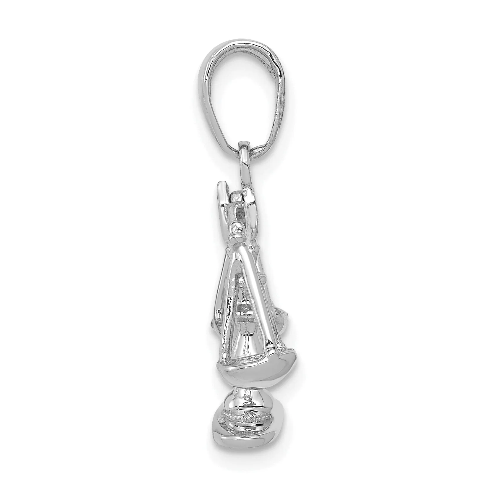 14k White Gold Solid Polished Finish 3-Dimensional Moveable Scales of Justice Charm Pendant