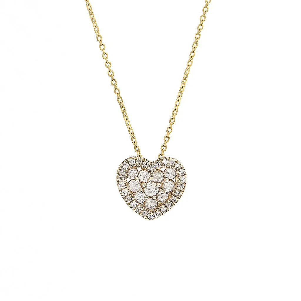 14k Yellow Diamond Heart Necklace