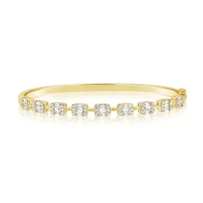 14K Yellow Gold Baguette Illusion Bangle