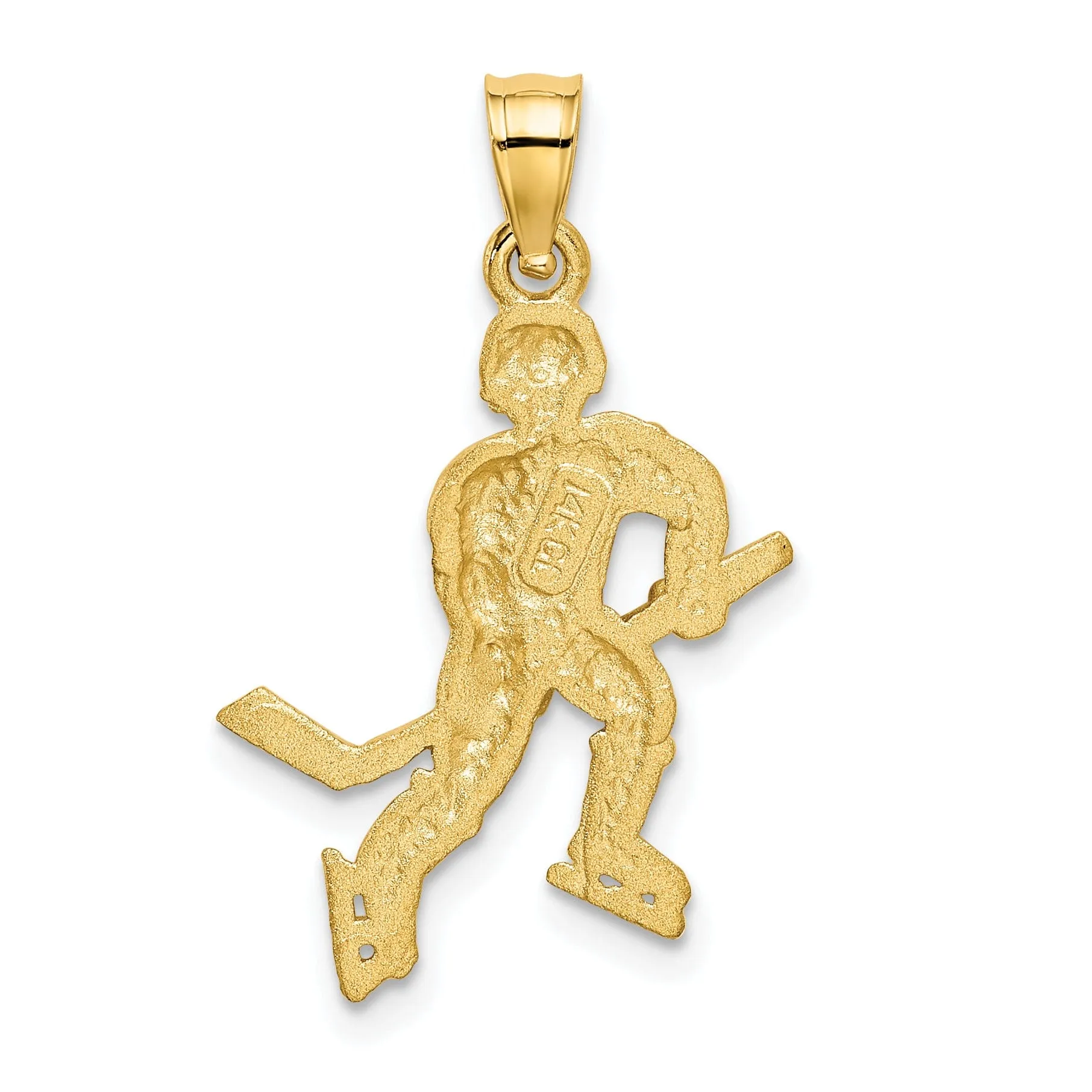 14k Yellow Gold Hockey Player Charm Pendant